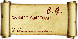 Czakó Györgyi névjegykártya
